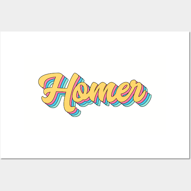 Homer Retro Yellow Script Wall Art by modeoftravel